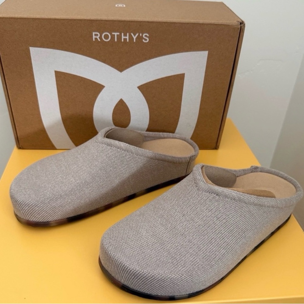 Rothy's Knit Slip-On Clogs in Light Taupe